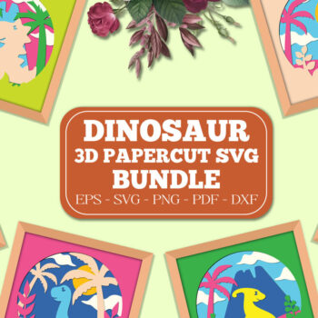 Intra απο ξύλο plywood 3mm-4mm πάχος - Πακέτο με χαριτωμένο Dinosaur 3D Shadow Box Δίασταση 25x25 cm INTRAFABR-76230794 - Image 1