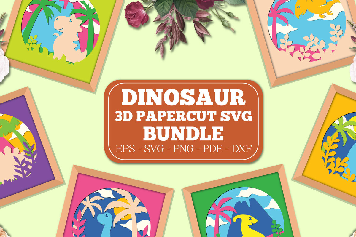 Intra απο ξύλο plywood 3mm-4mm πάχος - Πακέτο με χαριτωμένο Dinosaur 3D Shadow Box Δίασταση 25x25 cm INTRAFABR-76230794