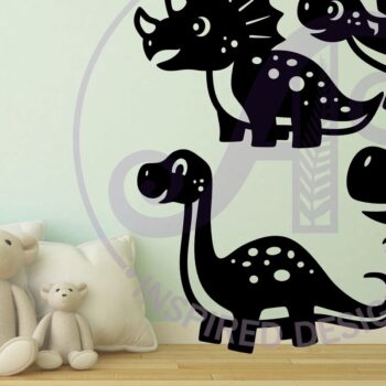 Intra απο ξύλο plywood 3mm-4mm πάχος - Χαριτωμένος τοίχος με λέιζερ σιλουέτα δεινοσαύρων Δίασταση 30x20 cm INTRAFABR-99904698 - Image 2