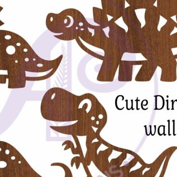 Intra απο ξύλο plywood 3mm-4mm πάχος - Χαριτωμένος τοίχος με λέιζερ σιλουέτα δεινοσαύρων Δίασταση 30x20 cm INTRAFABR-99904698 - Image 3