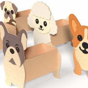 Intra απο ξύλο plywood 3mm-4mm πάχος - Cute Dog Box Set – 5 Breeds  Δίασταση 30x20 cm INTRAFABR-120635219