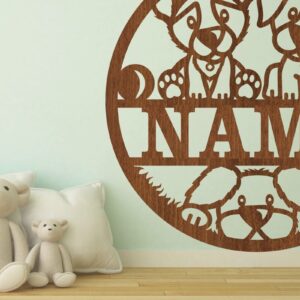 Intra απο ξύλο plywood 3mm-4mm πάχος - Cute Dog Name Sin  Laser Cut Δίασταση 30x20 cm INTRAFABR-74901370