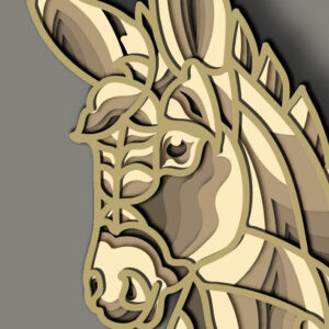 Intra απο ξύλο plywood 3mm-4mm πάχος - Cute Donkey Multilayer /3D Layered Δίασταση 30x20 cm INTRAFABR-64564540