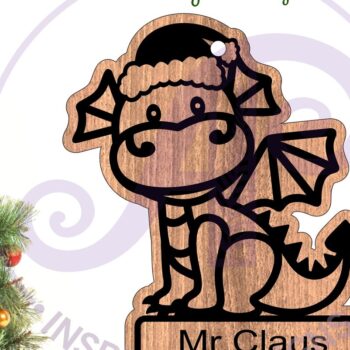 Intra απο ξύλο plywood 3mm-4mm πάχος - Χαριτωμένο χριστουγεννιάτικο στολίδι δράκου Laser Δίασταση 6x6 cm INTRAFABR-104334511 - Image 1