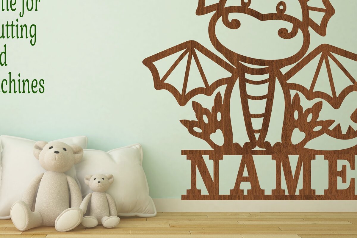 Intra απο ξύλο plywood 3mm-4mm πάχος - Cute Dragon Name Sin  Laser Cut Art Δίασταση 30x20 cm INTRAFABR-75283534