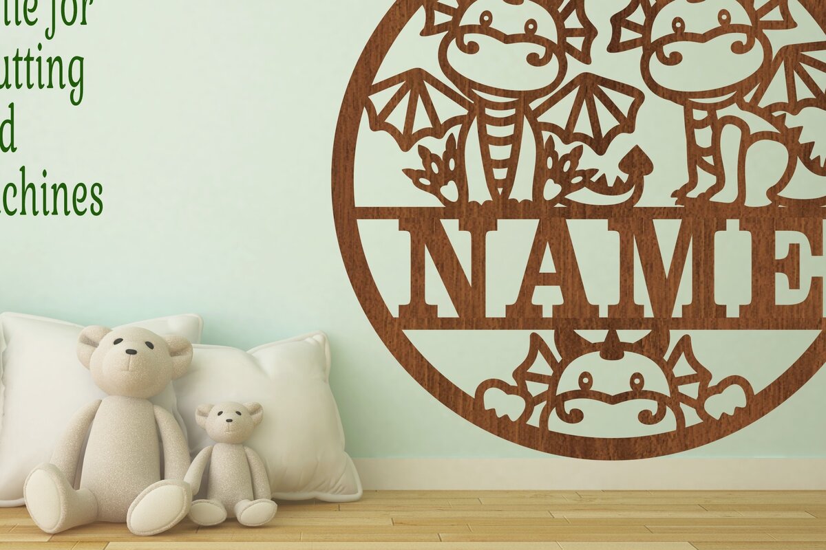 Intra απο ξύλο plywood 3mm-4mm πάχος - Cute Dragons Όνομα Σήμα  Laser Cut Art Δίασταση 30x20 cm INTRAFABR-75281876