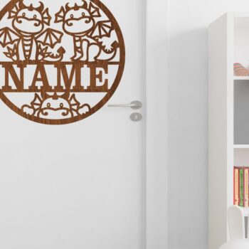 Intra απο ξύλο plywood 3mm-4mm πάχος - Cute Dragons Όνομα Σήμα Laser Cut Art Δίασταση 30x20 cm INTRAFABR-75281876 - Image 3