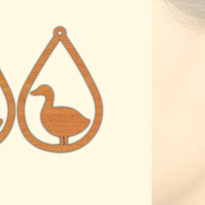 Intra απο ξύλο plywood 3mm-4mm πάχος - Cute Duck Wood Σκουλαρίκια Laser Cut  Δίασταση 3x3 cm INTRAFABR-70643647