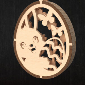 Intra απο ξύλο plywood 3mm-4mm πάχος - Χαριτωμένο πασχαλινό λαγουδάκι στολίδι  Δίασταση 6x6 cm INTRAFABR-114077798