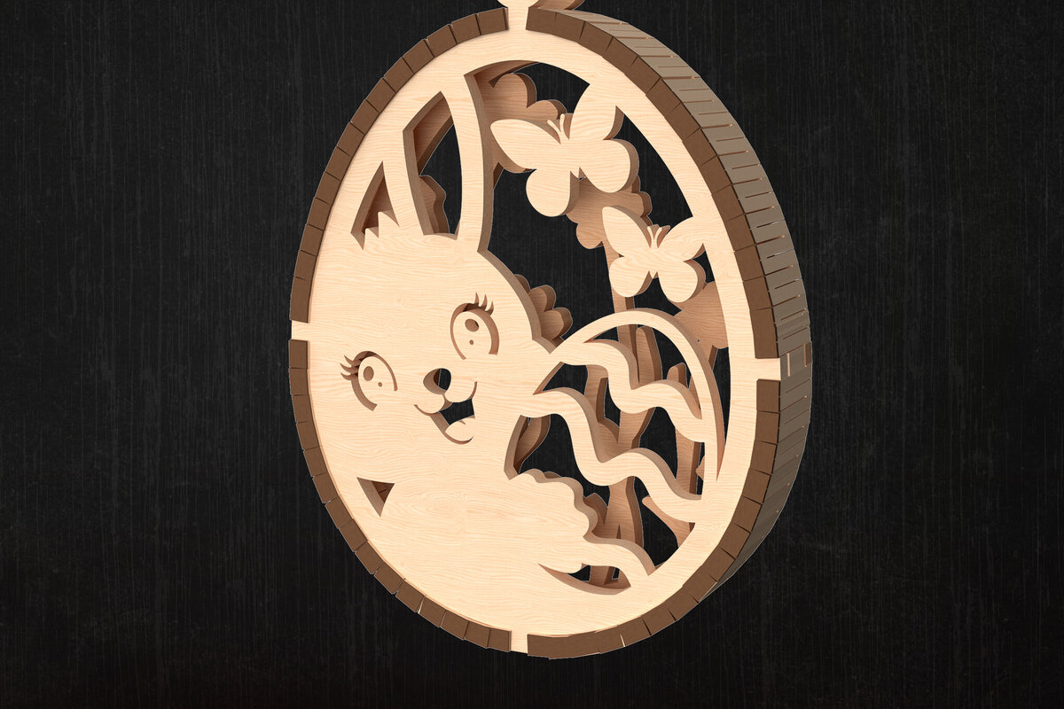 Intra απο ξύλο plywood 3mm-4mm πάχος - Χαριτωμένο πασχαλινό λαγουδάκι στολίδι  Δίασταση 6x6 cm INTRAFABR-114077798