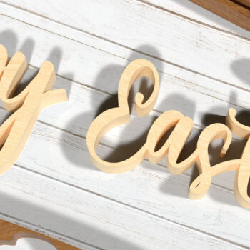 Intra απο ξύλο plywood 3mm-4mm πάχος - Χαριτωμένο Πασχαλινό λαγουδάκι , Happy Sign Wood Δίασταση 4x4 cm INTRAFABR-117013219 - Image 4