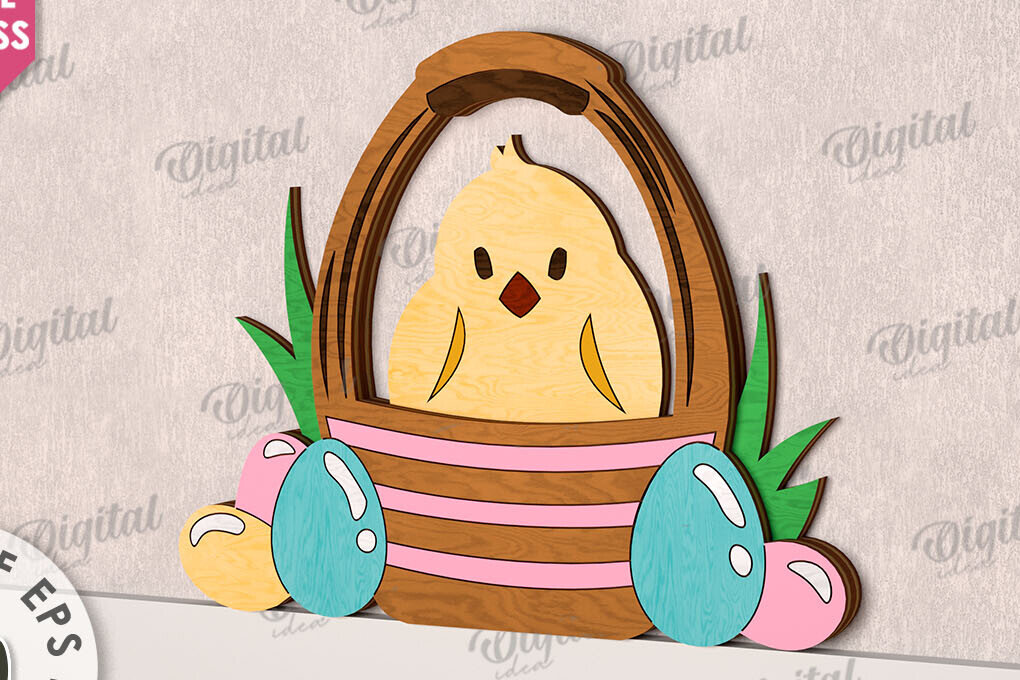 Intra απο ξύλο plywood 3mm-4mm πάχος - Χαριτωμένο πασχαλινό ντεκόρ τοίχου με λέιζερ Δίασταση 15x15 cm INTRAFABR-115898109