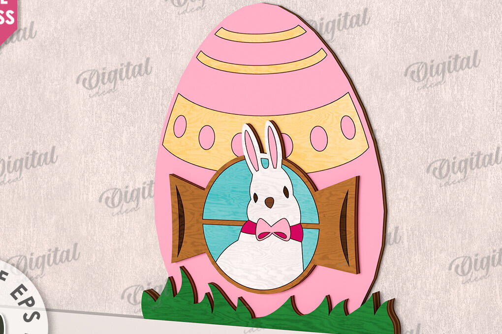 Intra απο ξύλο plywood 3mm-4mm πάχος - Χαριτωμένο πασχαλινό ντεκόρ τοίχου με λέιζερ Δίασταση 15x15 cm INTRAFABR-115898173