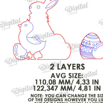 Intra απο ξύλο plywood 3mm-4mm πάχος - Χαριτωμένο πασχαλινό ντεκόρ τοίχου με λέιζερ Δίασταση 15x15 cm INTRAFABR-115899491 - Image 2