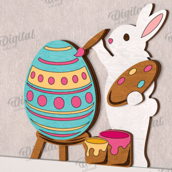 Intra απο ξύλο plywood 3mm-4mm πάχος - Χαριτωμένο πασχαλινό ντεκόρ τοίχου με λέιζερ Δίασταση 15x15 cm INTRAFABR-115897742 - Image 1