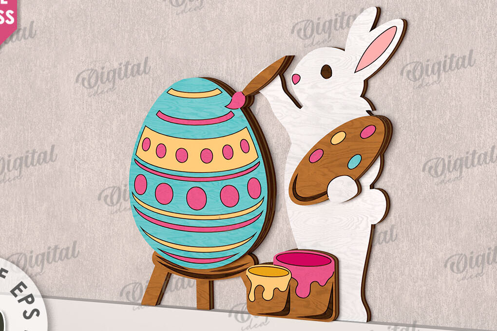 Intra απο ξύλο plywood 3mm-4mm πάχος - Χαριτωμένο πασχαλινό ντεκόρ τοίχου με λέιζερ Δίασταση 15x15 cm INTRAFABR-115897742