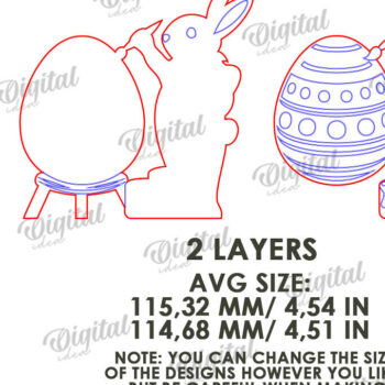 Intra απο ξύλο plywood 3mm-4mm πάχος - Χαριτωμένο πασχαλινό ντεκόρ τοίχου με λέιζερ Δίασταση 15x15 cm INTRAFABR-115897742 - Image 2