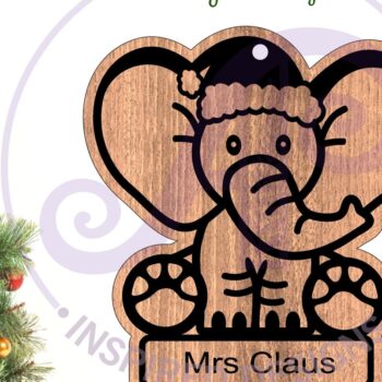 Intra απο ξύλο plywood 3mm-4mm πάχος - Χαριτωμένο χριστουγεννιάτικο στολίδι ελέφαντα  Δίασταση 6x6 cm INTRAFABR-104404786 - Image 1