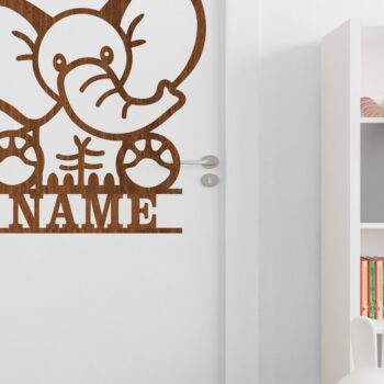 Intra απο ξύλο plywood 3mm-4mm πάχος - Χαριτωμένο σημάδι ονόματος ελέφαντα  Laser Cut Δίασταση 30x20 cm INTRAFABR-71970939 - Image 2