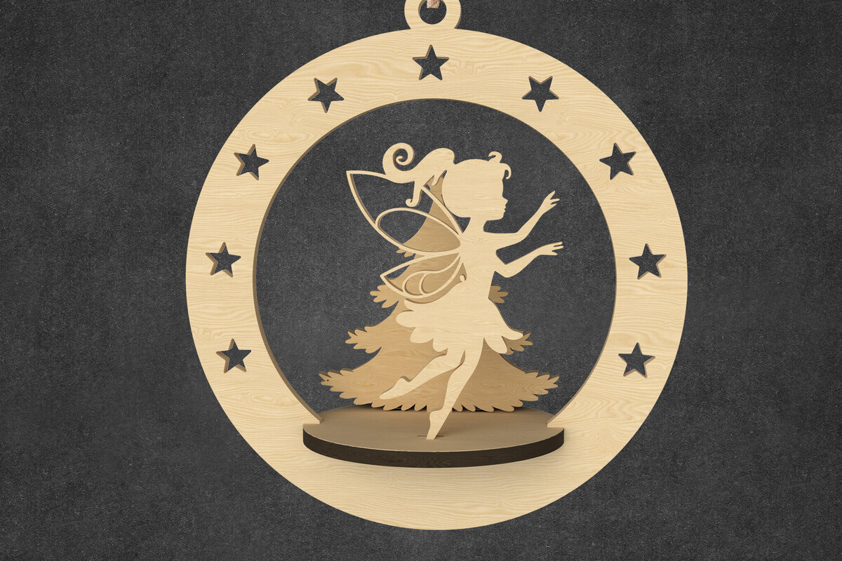 Intra απο ξύλο plywood 3mm-4mm πάχος - Χαριτωμένο χριστουγεννιάτικο στολίδι κοριτσιών νεράιδων Δίασταση 6x6 cm INTRAFABR-109143710