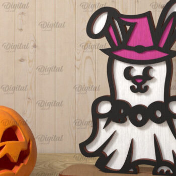 Intra απο ξύλο plywood 3mm-4mm πάχος - Cute Farm Animal Ghost Laser Cut Δίασταση 30x20 cm INTRAFABR-106945788 - Image 1