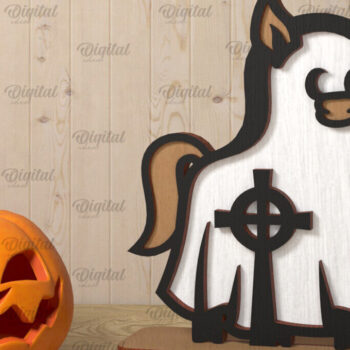 Intra απο ξύλο plywood 3mm-4mm πάχος - Cute Farm Animal Ghost Laser Cut Δίασταση 30x20 cm INTRAFABR-106946141 - Image 1