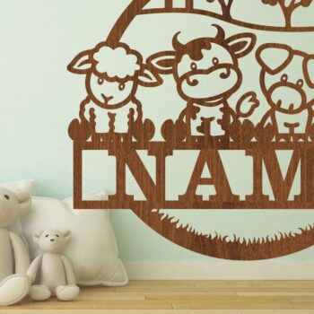 Intra απο ξύλο plywood 3mm-4mm πάχος - Χαριτωμένα ζώα φάρμας όνομα  Laser Δίασταση 30x20 cm INTRAFABR-74706520 - Image 1