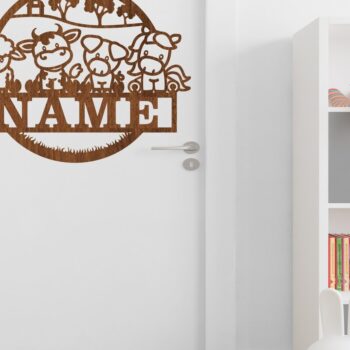 Intra απο ξύλο plywood 3mm-4mm πάχος - Χαριτωμένα ζώα φάρμας όνομα  Laser Δίασταση 30x20 cm INTRAFABR-74706520 - Image 2