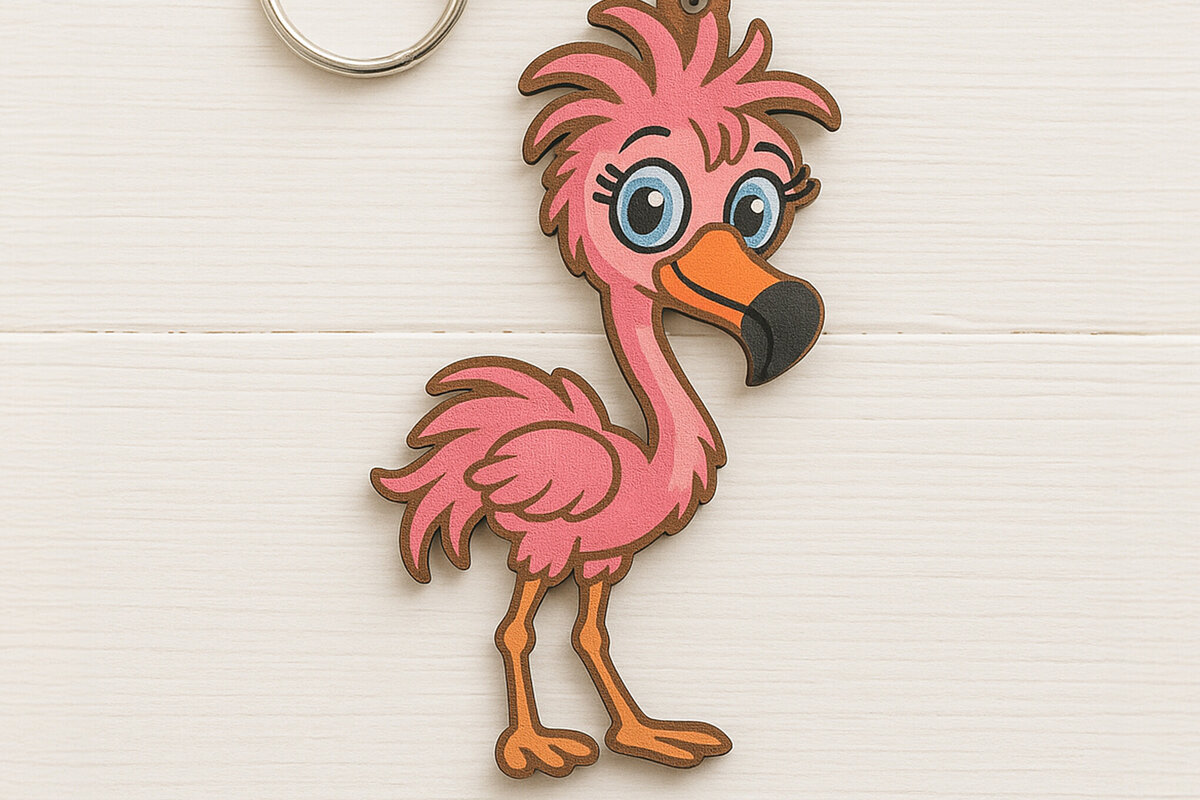 Intra απο ξύλο plywood 3mm-4mm πάχος - Cute Flamingo Keychain  Laser Cut Δίασταση 4x4 cm INTRAFABR-122092695