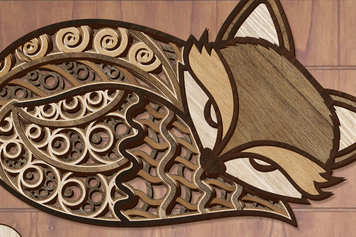 Intra απο ξύλο plywood 3mm-4mm πάχος - Χαριτωμένο Fox διακοσμημένο πάνελ τοίχου Δίασταση 14x8 cm INTRAFABR-103072544