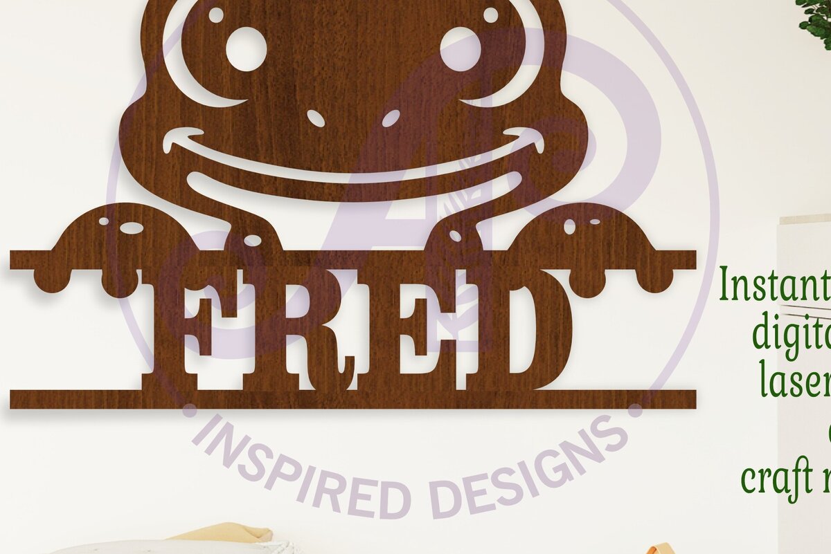 Intra απο ξύλο plywood 3mm-4mm πάχος - Cute Frog Name Sin  Laser Cut File Δίασταση 30x20 cm INTRAFABR-109701732