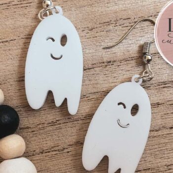 Intra απο ξύλο plywood 3mm-4mm πάχος - Cute Ghosts Laser Earrings Δίασταση 3x3 cm INTRAFABR-73366298 - Image 1