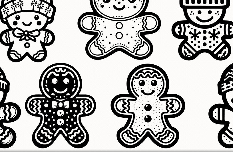 Intra απο ξύλο plywood 3mm-4mm πάχος - Χαριτωμένο Gingerbread  Bundle DXF, PNG Δίασταση 4x4 cm INTRAFABR-86058452