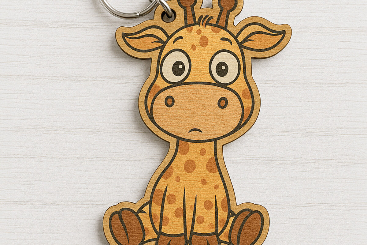 Intra απο ξύλο plywood 3mm-4mm πάχος - Χαριτωμένο μπρελόκ καμηλοπάρδαλης  Δίασταση 4x4 cm INTRAFABR-122093156