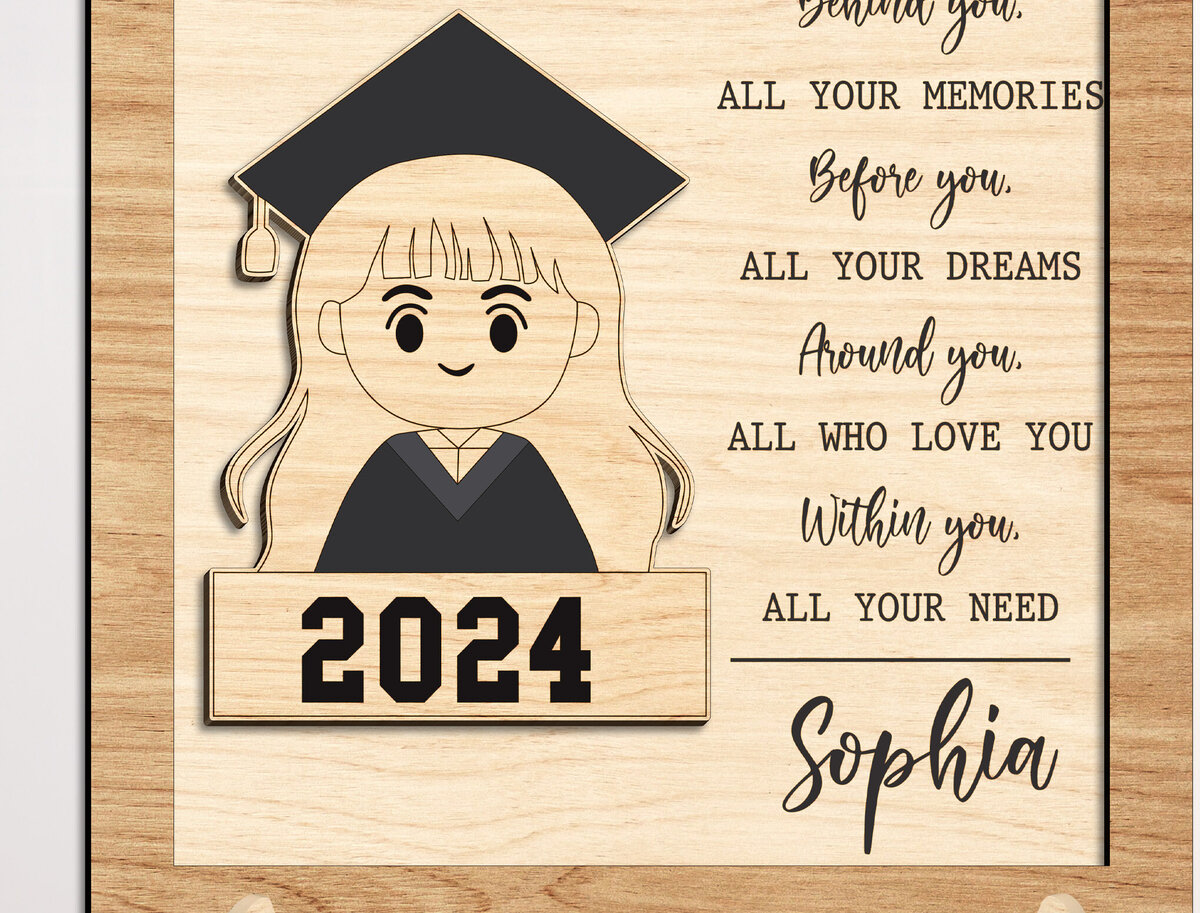 Intra απο ξύλο plywood 3mm-4mm πάχος - Χαριτωμένο κορίτσι αποφοίτησης  Δίασταση 20x20 cm INTRAFABR-99080790