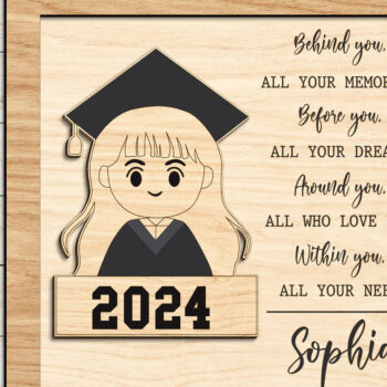 Intra απο ξύλο plywood 3mm-4mm πάχος - Χαριτωμένο κορίτσι αποφοίτησης  Δίασταση 20x20 cm INTRAFABR-99080790 - Image 2