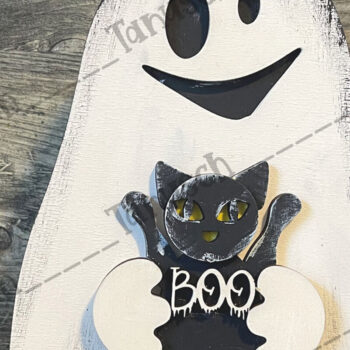 Intra απο ξύλο plywood 3mm-4mm πάχος - Χαριτωμένο Halloween Ghost Standing Decor  Δίασταση 6x6 cm INTRAFABR-78190294 - Image 2