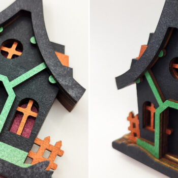 Intra απο ξύλο plywood 3mm-4mm πάχος - Χαριτωμένο Halloween House V2 | 3D Layered  Δίασταση 4x4 cm INTRAFABR-99560358 - Image 3