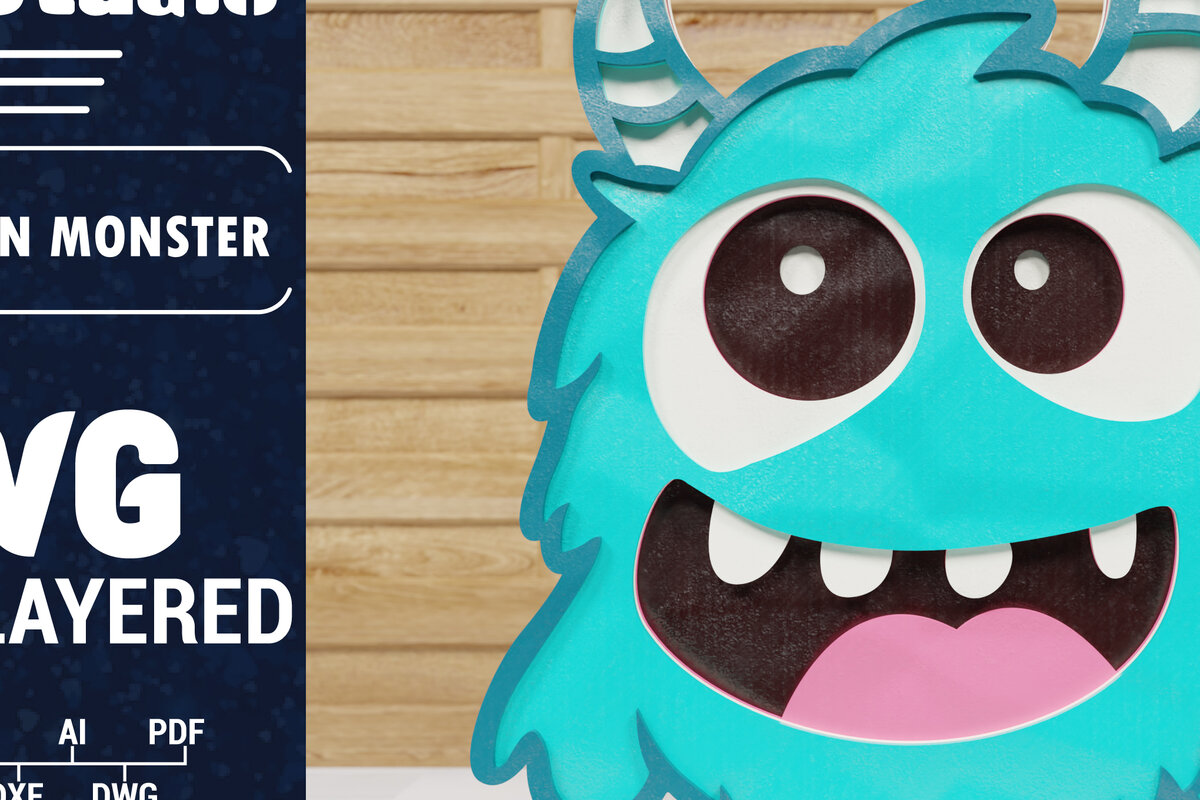 Intra απο ξύλο plywood 3mm-4mm πάχος - Χαριτωμένο Halloween Monster 3D  Papercut Δίασταση 1500x1500 cm INTRAFABR-78828641