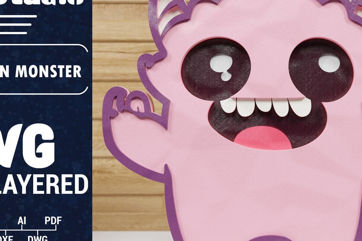 Intra απο ξύλο plywood 3mm-4mm πάχος - Χαριτωμένο Halloween Monster 3D  Papercut Δίασταση 1500x1500 cm INTRAFABR-78828652