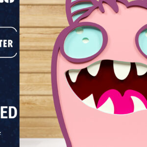 Intra απο ξύλο plywood 3mm-4mm πάχος - Χαριτωμένο Halloween Monster 3D  Papercut Δίασταση 1500x1500 cm INTRAFABR-78828659