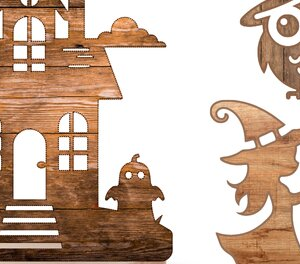 Intra απο ξύλο plywood 3mm-4mm πάχος - Χαριτωμένα αρχεία αποκοπής λέιζερ  Halloween Δίασταση 15x15 cm INTRAFABR-98821162