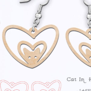 Intra απο ξύλο plywood 3mm-4mm πάχος - Cute Heart σκουλαρίκια γάτας  Cut Laser Δίασταση 900x900 cm INTRAFABR-118766269