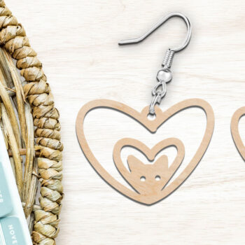 Intra απο ξύλο plywood 3mm-4mm πάχος - Cute Heart σκουλαρίκια γάτας Cut Laser Δίασταση 900x900 cm INTRAFABR-118766269 - Image 5