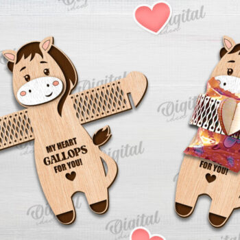 Intra απο ξύλο plywood 3mm-4mm πάχος - Cute Horse Candy Holder Cut Laser Δίασταση 30x20 cm INTRAFABR-115695380 - Image 1