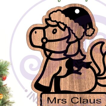 Intra απο ξύλο plywood 3mm-4mm πάχος - Χαριτωμένο χριστουγεννιάτικο στολίδι αλόγων  Laser Δίασταση 6x6 cm INTRAFABR-104518042 - Image 1