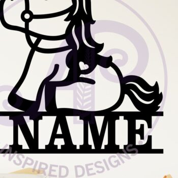 Intra απο ξύλο plywood 3mm-4mm πάχος - Χαριτωμένο σημάδι ονόματος αλόγου  Laser Cut Δίασταση 30x20 cm INTRAFABR-117993211 - Image 2