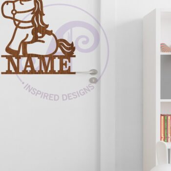 Intra απο ξύλο plywood 3mm-4mm πάχος - Χαριτωμένο σημάδι ονόματος αλόγου  Laser Cut Δίασταση 30x20 cm INTRAFABR-117993211 - Image 4