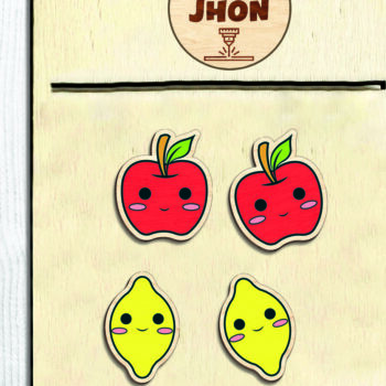 Intra απο ξύλο plywood 3mm-4mm πάχος - Χαριτωμένα σκουλαρίκια Kawaii Fruit Stud Δίασταση 3x3 cm INTRAFABR-94853233 - Image 2