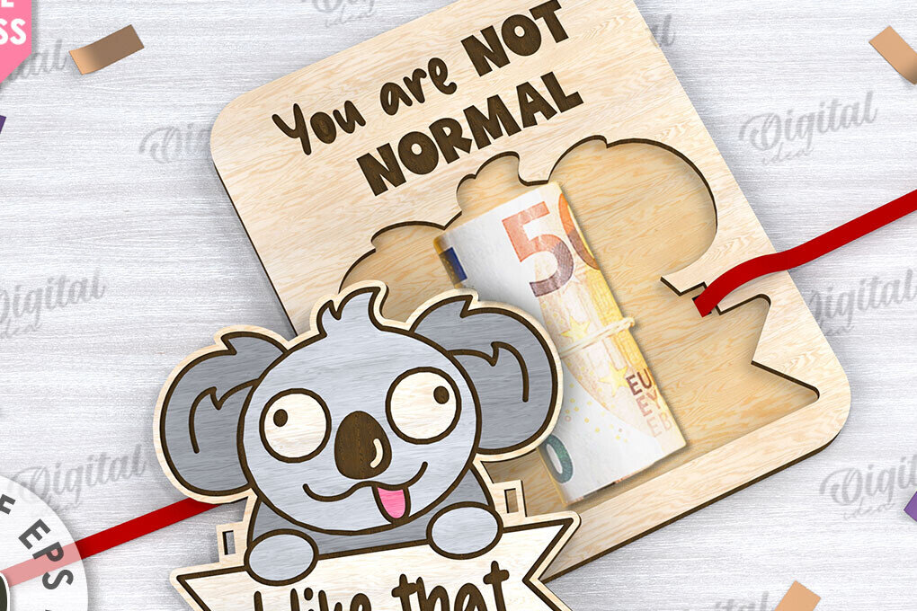 Intra απο ξύλο plywood 3mm-4mm πάχος - Χαριτωμένο Koala Money Holder LaserCut Δίασταση 30x20 cm INTRAFABR-108959690